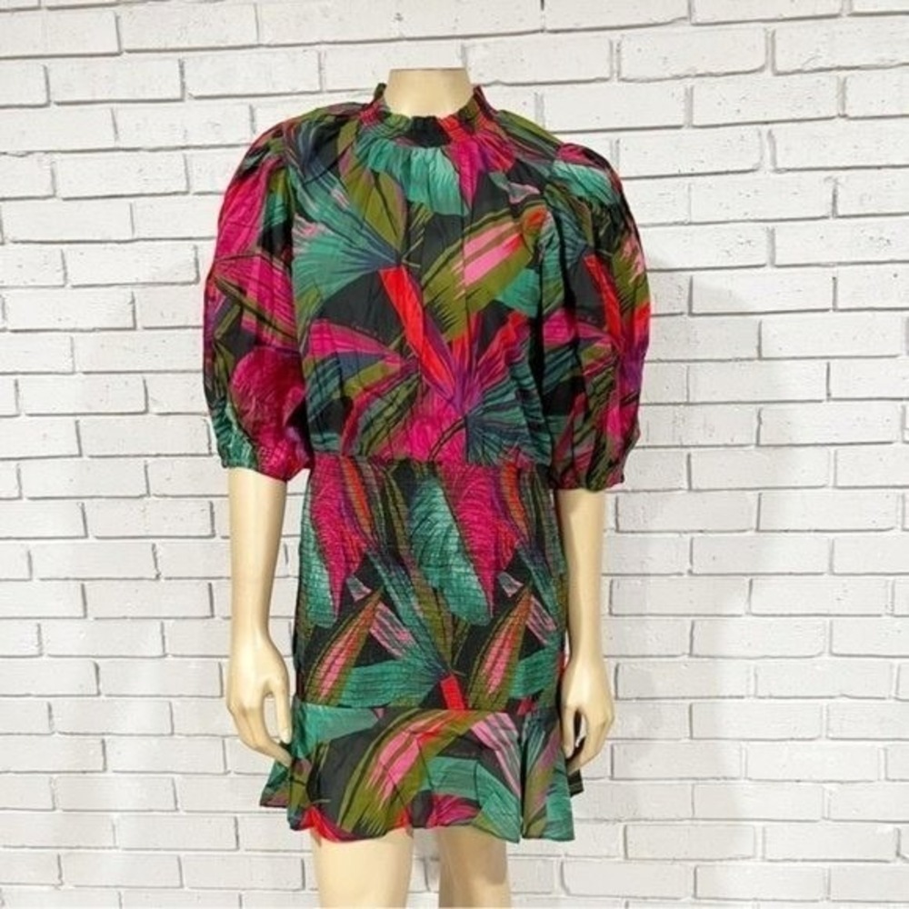 Farm Rio Women's‎ Midnight Leaves Mini Dress - Size Medium - Picture 6 of 12